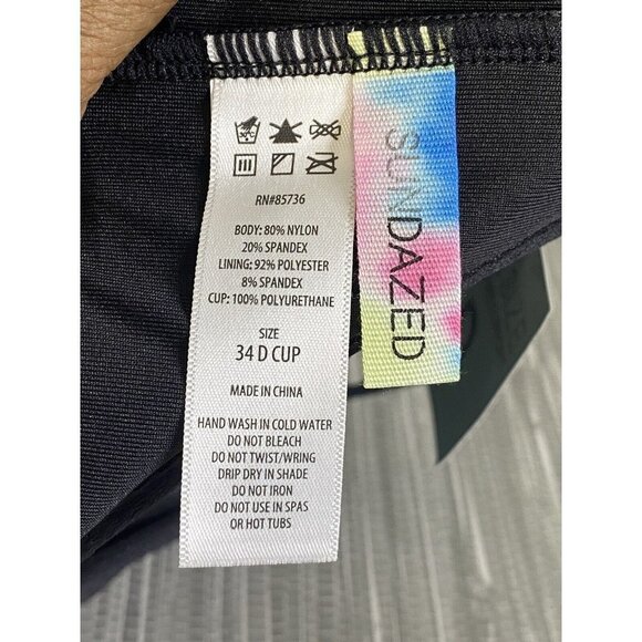 SUNDAZED Woman’s Nixie Underwire Bra-Sized Halter Bikini Top Black SZ 34D - Picture 6 of 7